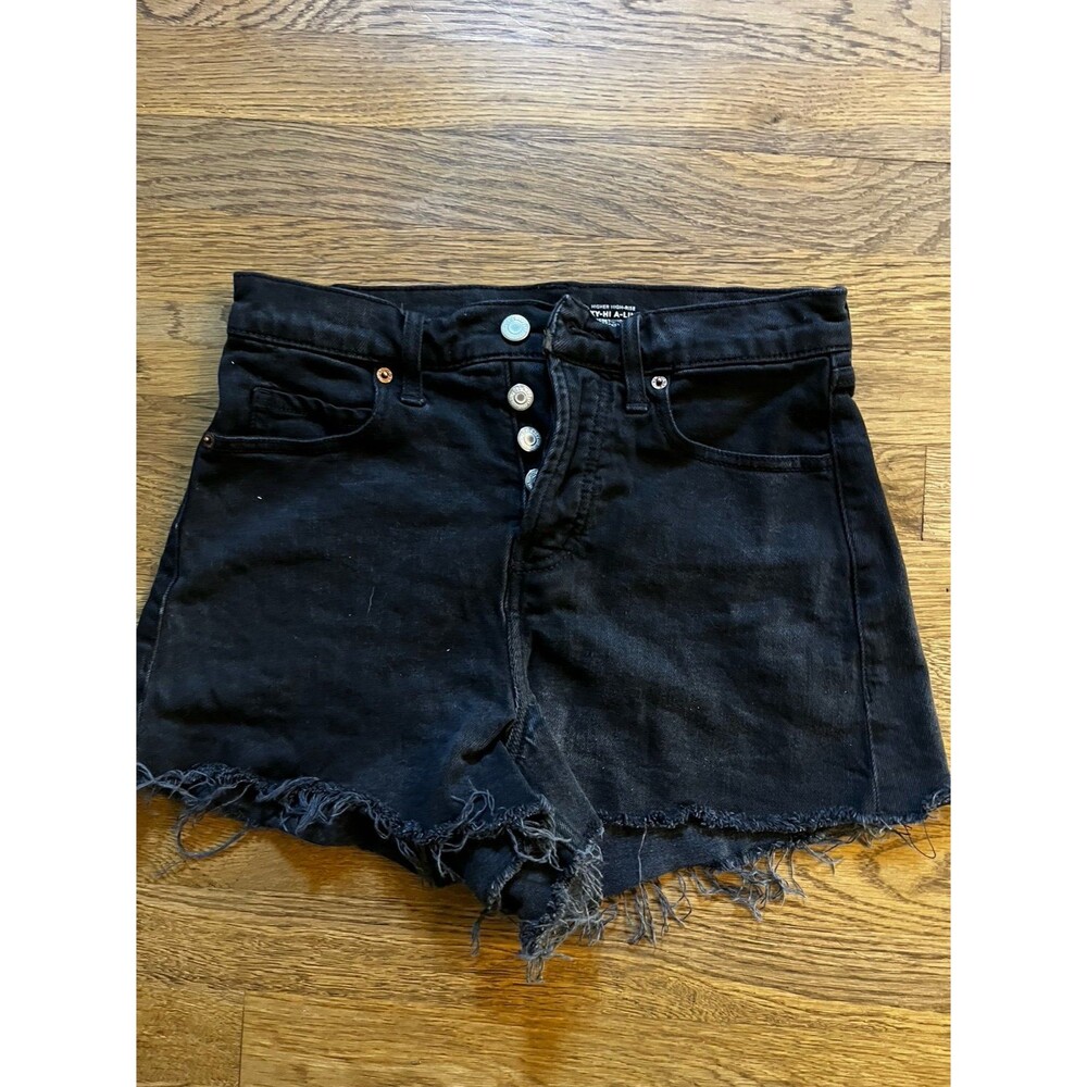 Black Jean Shorts Old Navy Ski Hi ALine Short Shorts Cut offs sz 2 high Waisted